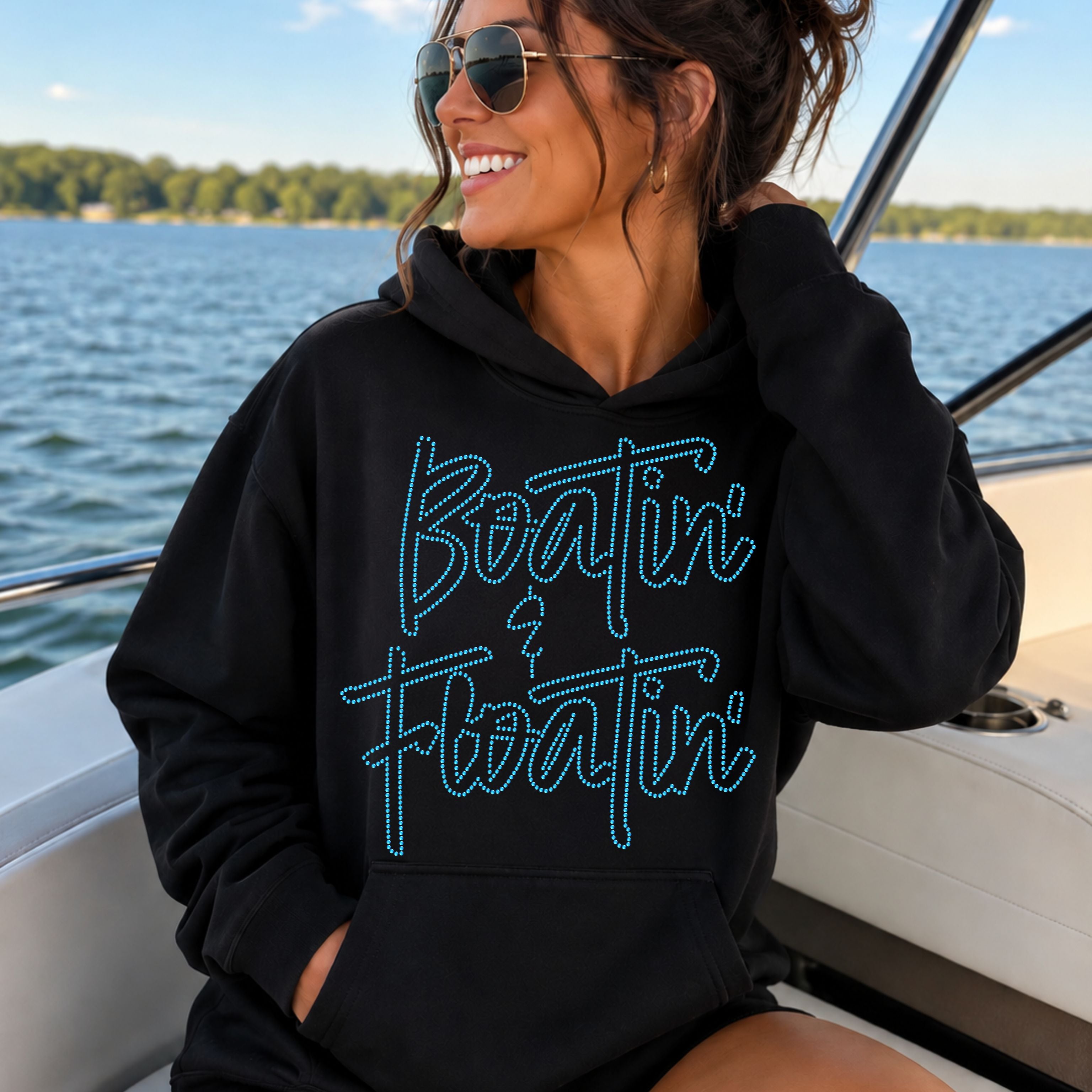 READY TO SHIP // Boatin' & Floatin' Summer RHINESTONE TRANSFER c. blue neon