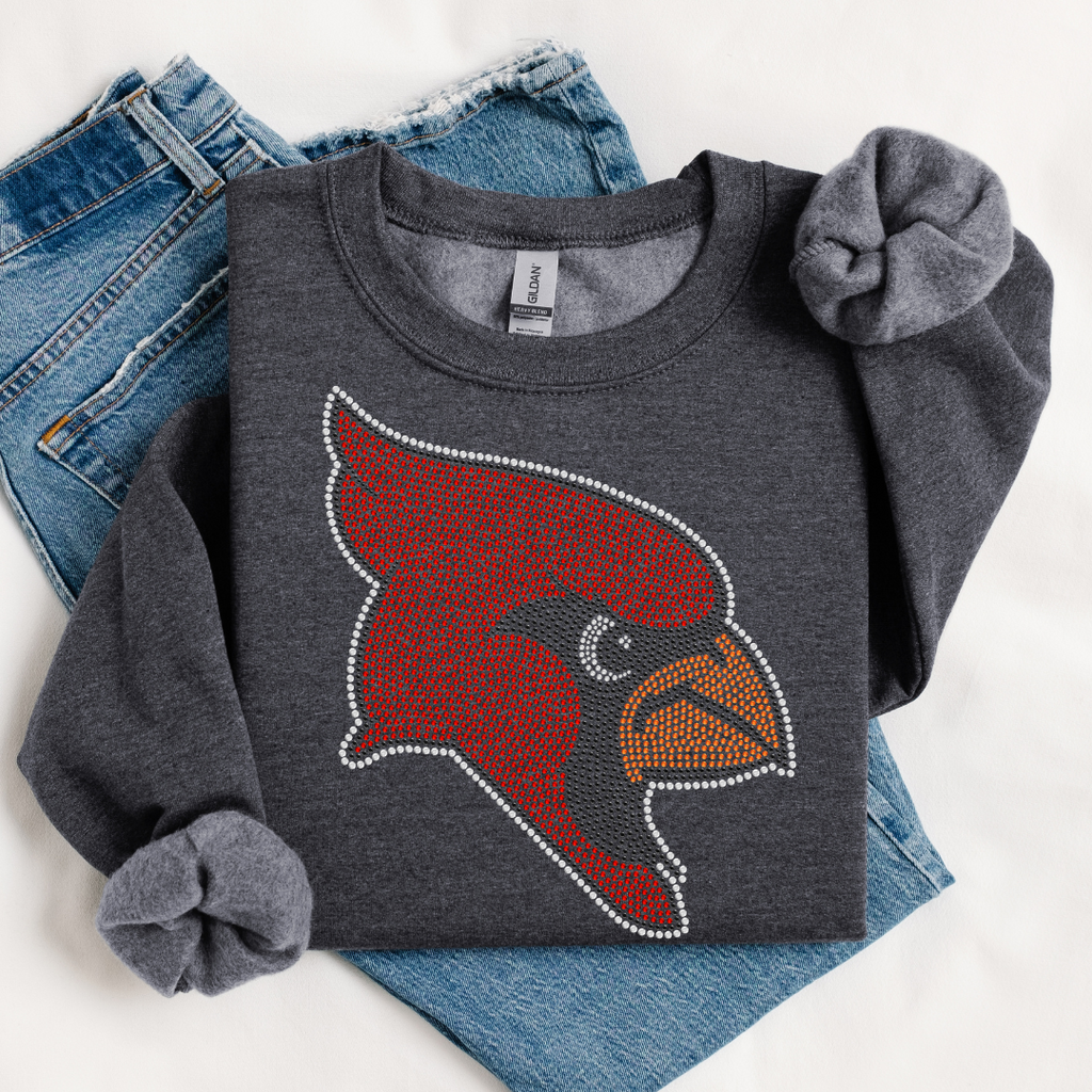 Cardinal Head Mascot RHINESTONE TRANSFER