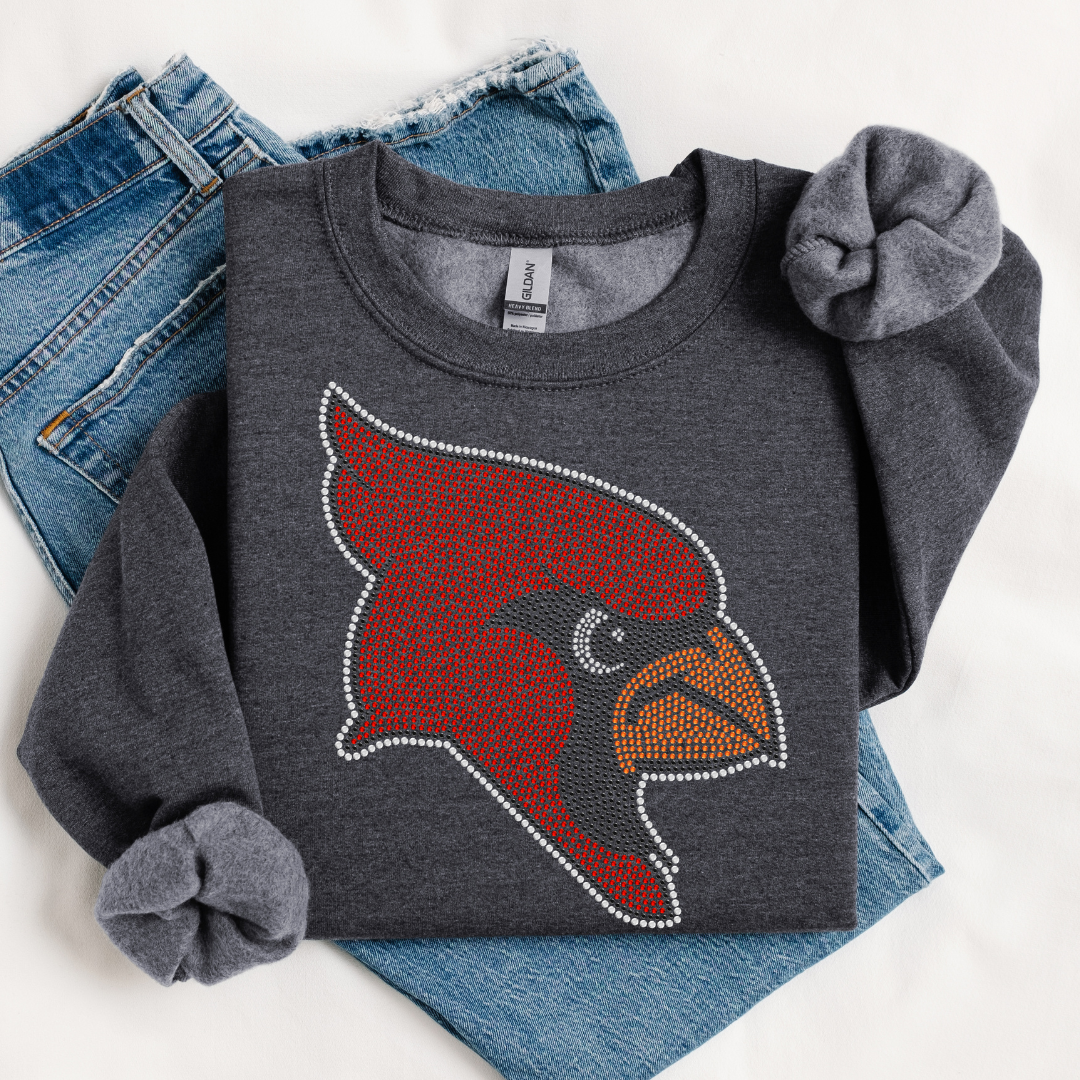 Cardinal Head Mascot RHINESTONE TRANSFER