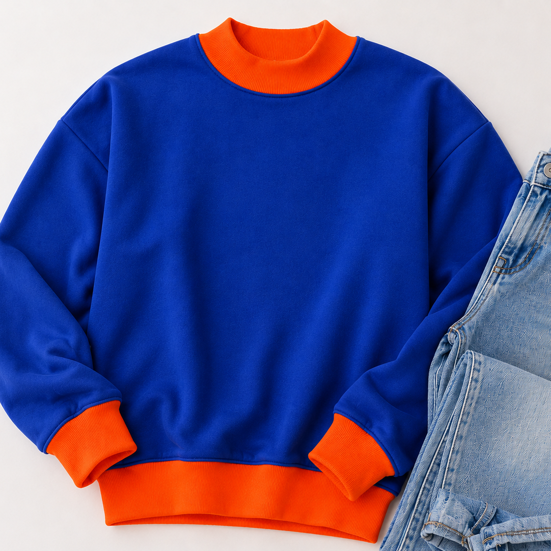 Blue + Orange Tees Me Premium Mock Neck Sweatshirt || READY TO SHIP