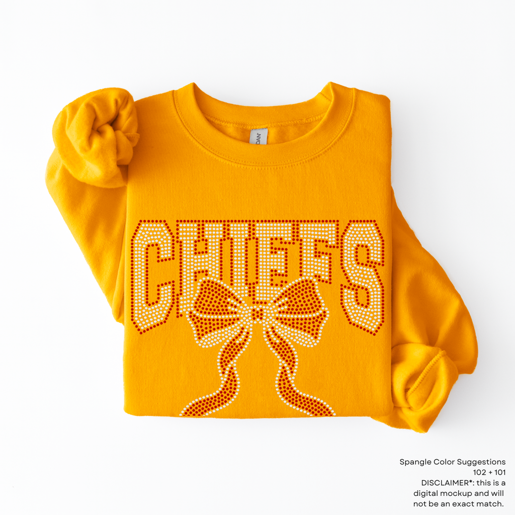 READY TO SHIP // Chiefs Arched Bow SPANGLE TRANSFER c. 102 + 101