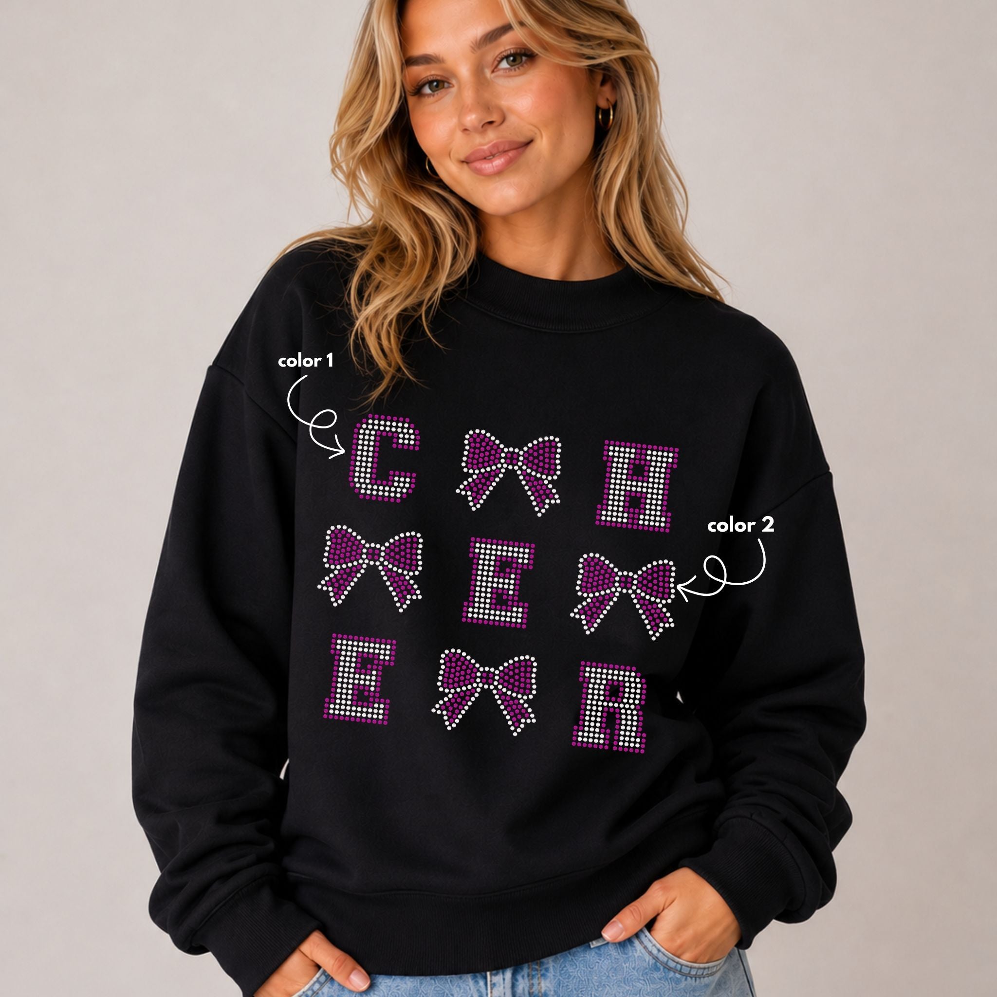 Coquette Cheer Bow Design SPANGLES TRANSFER