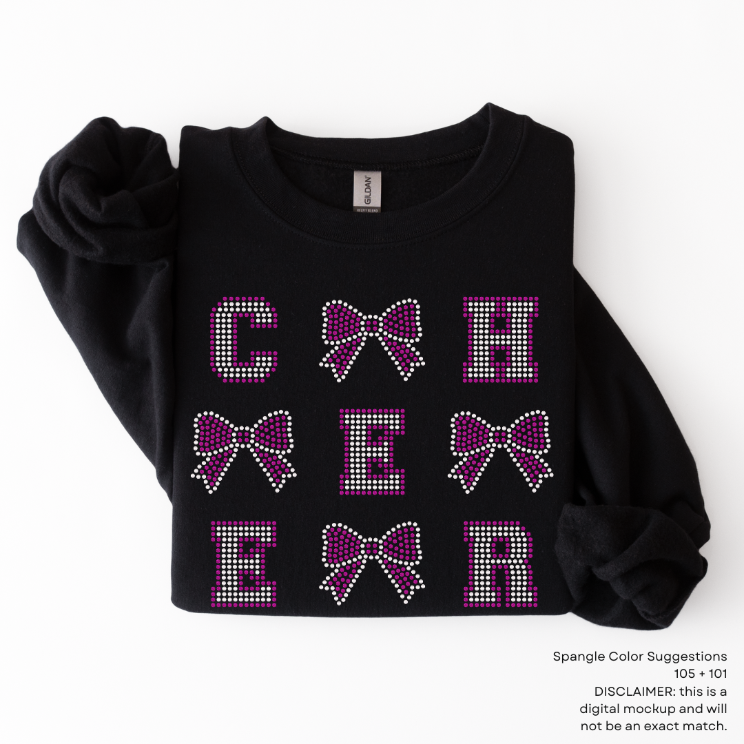 READY TO SHIP // Coquette Cheer Bow SPANGLE TRANSFER c. 105 + 101