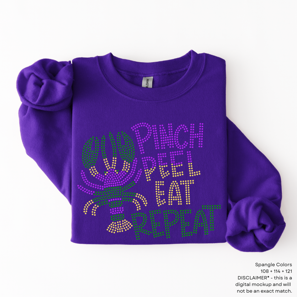 RTS // Crawfish Pinch Peel Eat Repeat SPANGLE TRANSFER c. 108 + 114 + 121 (emerald holo + purple holo + yellow holo)