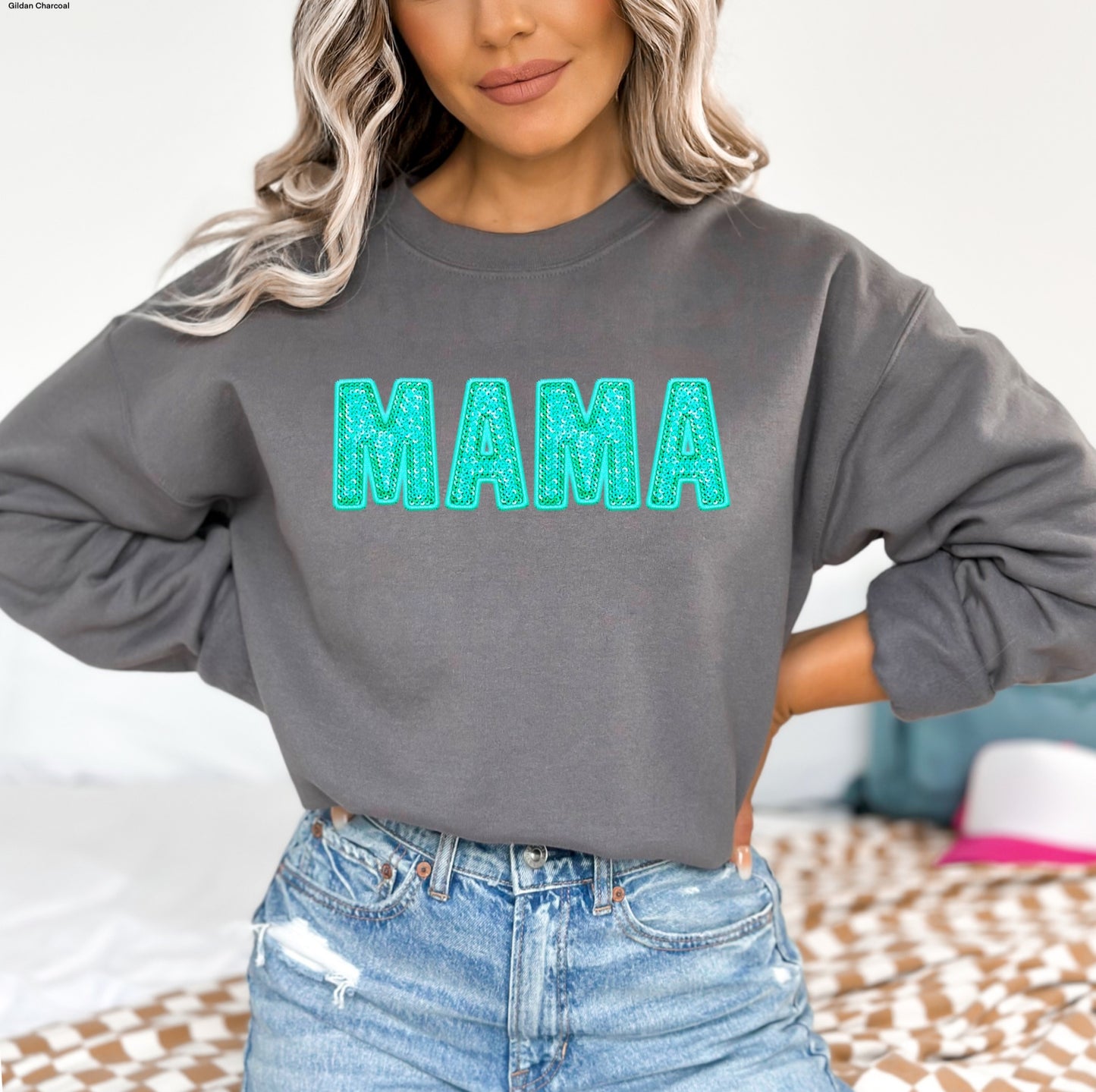 Mama TURQUOISE Faux Sequin MATTE CLEAR FILM