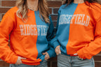 Ridgefield Blue Orange Split Rhinestone Crewneck