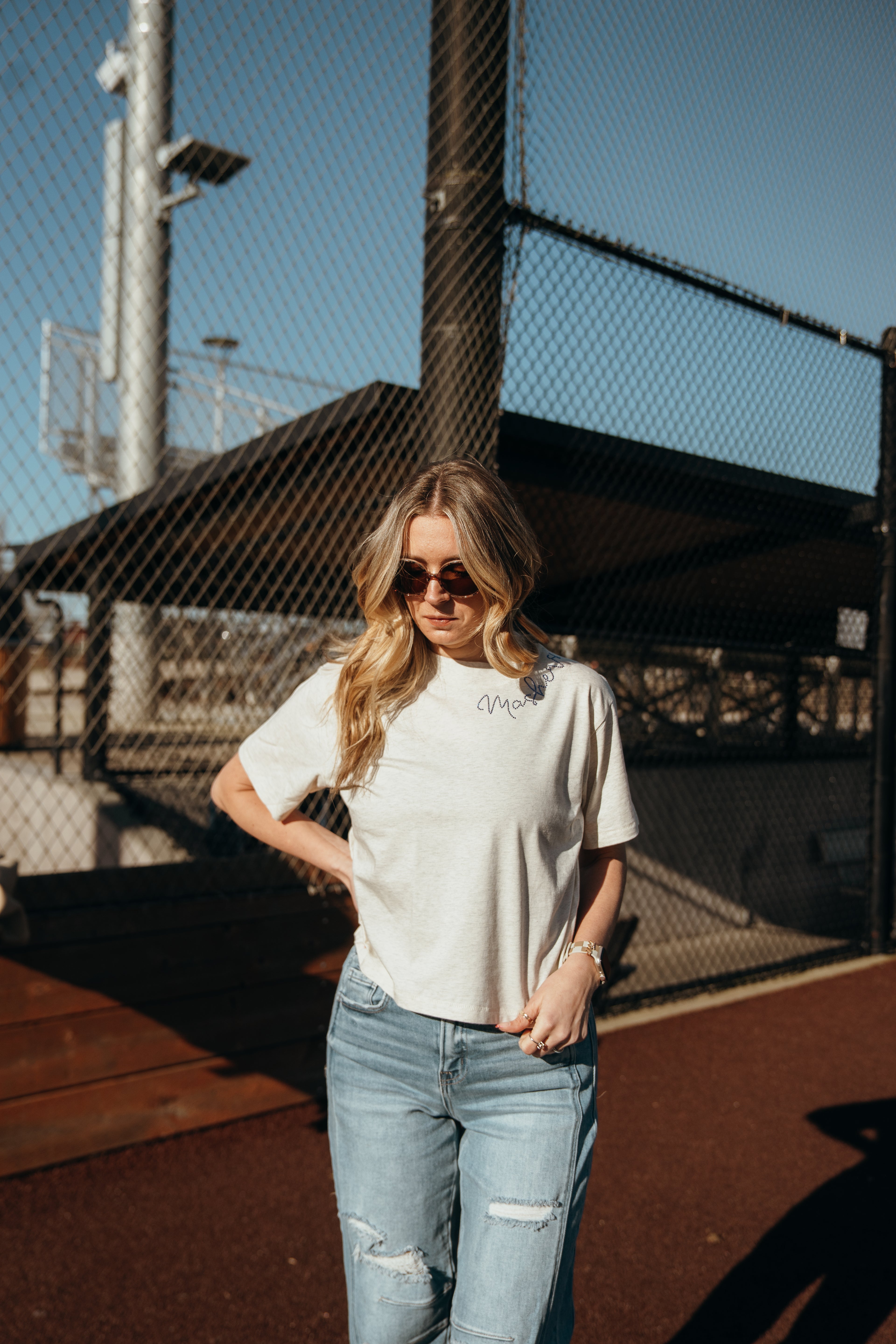 Mashers Rhinestone Collar Boxy Tee