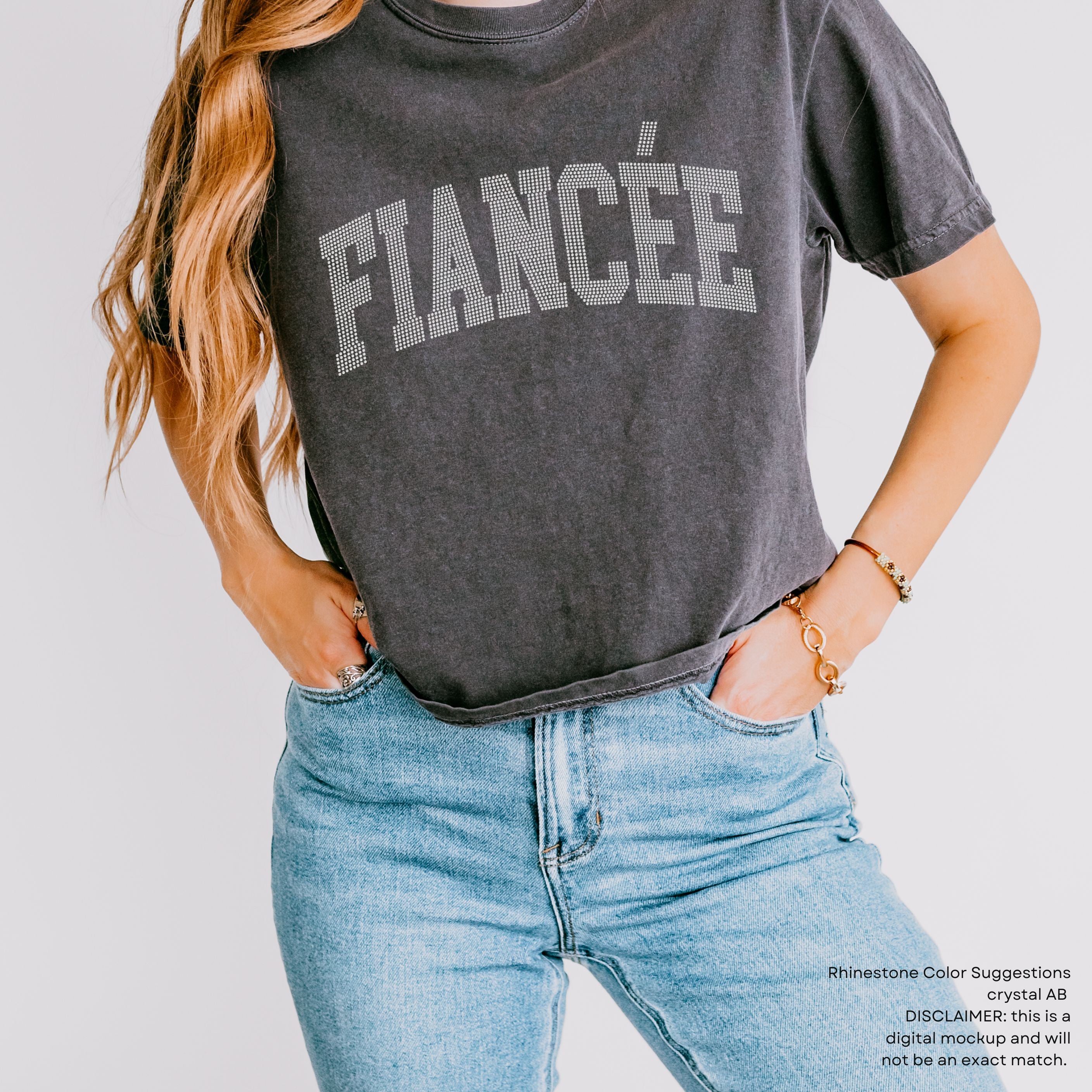 Fiancée Arched Varsity RHINESTONE TRANSFER