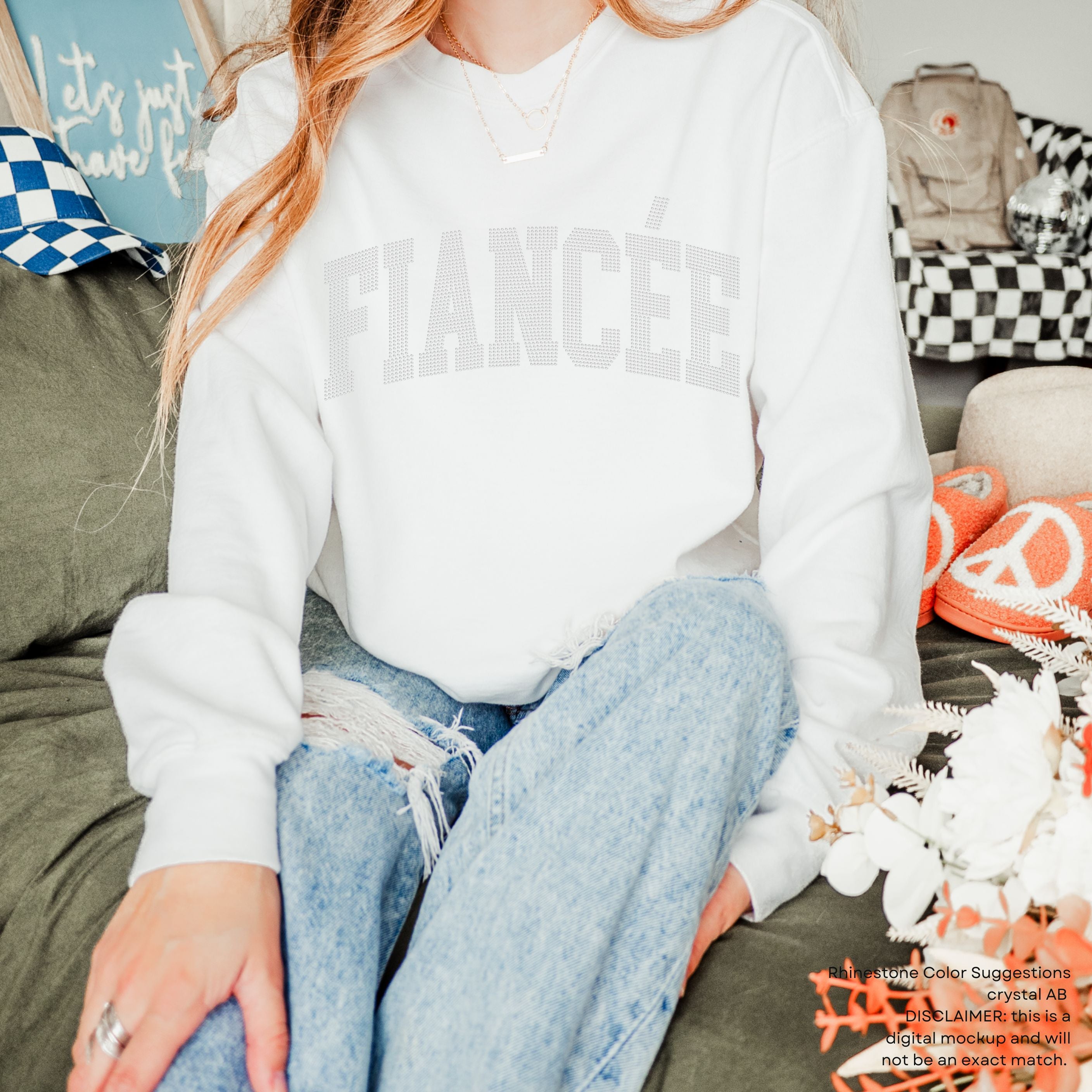 Fiancée Arched Varsity RHINESTONE TRANSFER