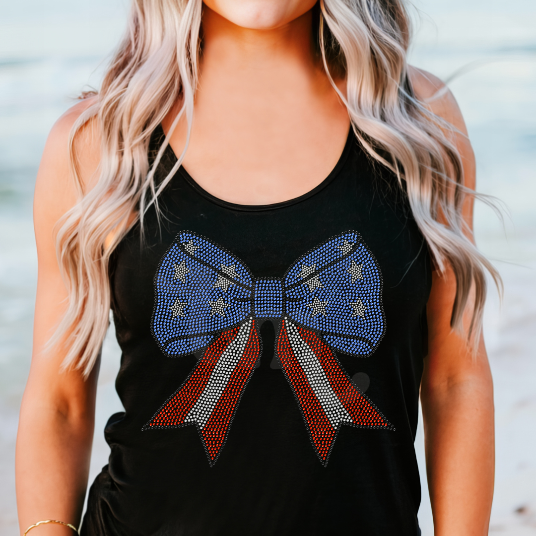 Flag Bow RHINESTONE TRANSFER