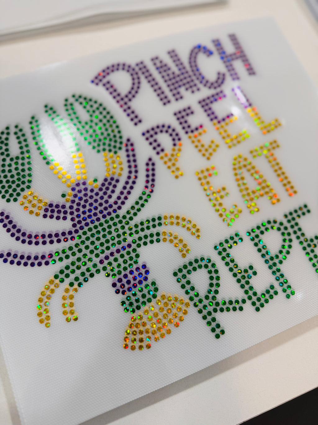 RTS // Crawfish Pinch Peel Eat Repeat SPANGLE TRANSFER c. 108 + 114 + 121 (emerald holo + purple holo + yellow holo)