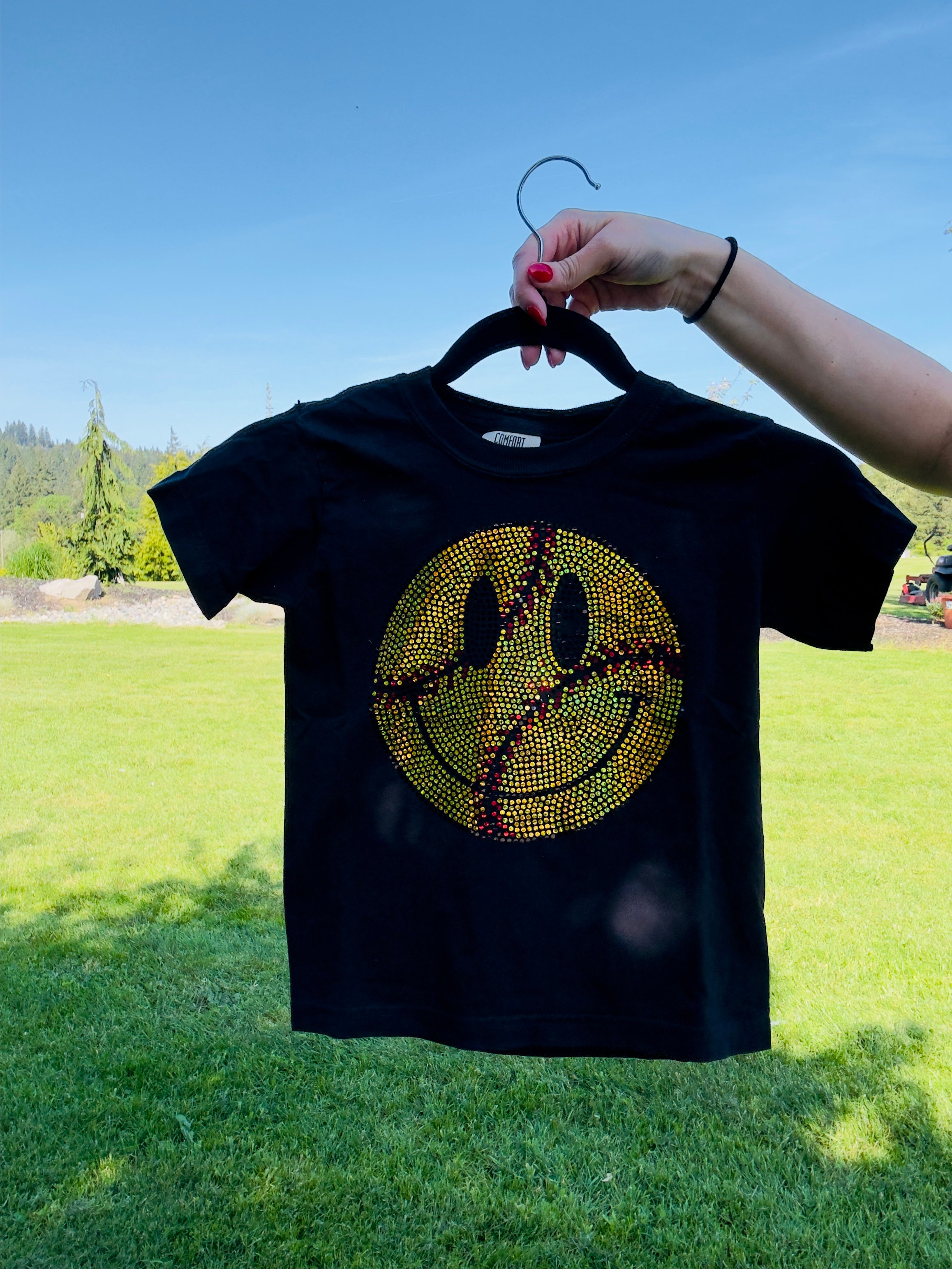 YOUTH Softball Happy Face Spangle Tee