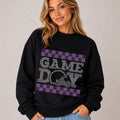 READY TO SHIP // Checkered Game Day Football Helmet SPANGLE TRANSFER c. purple + silver
