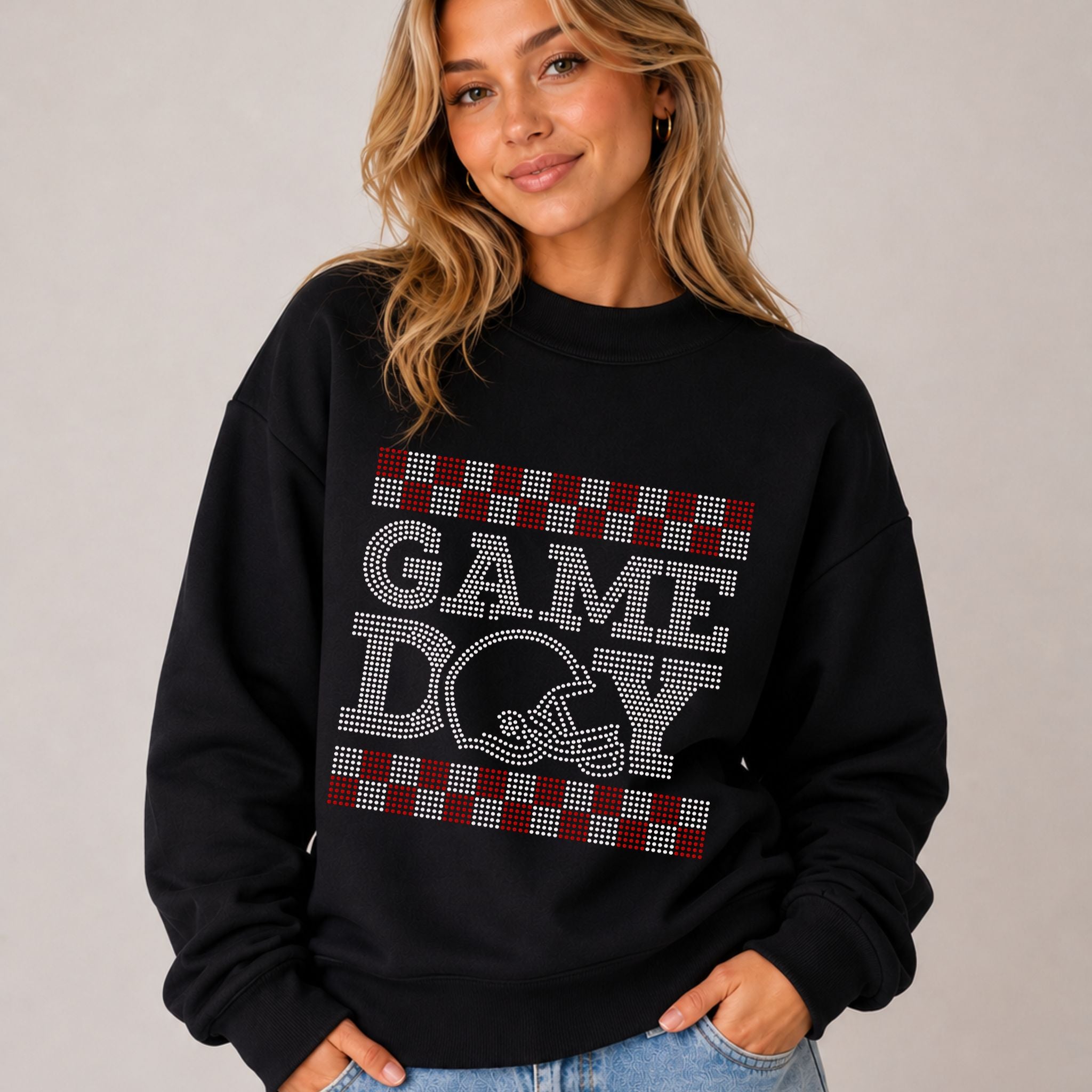 READY TO SHIP // Checkered Game Day Football Helmet SPANGLE TRANSFER c. red + silver