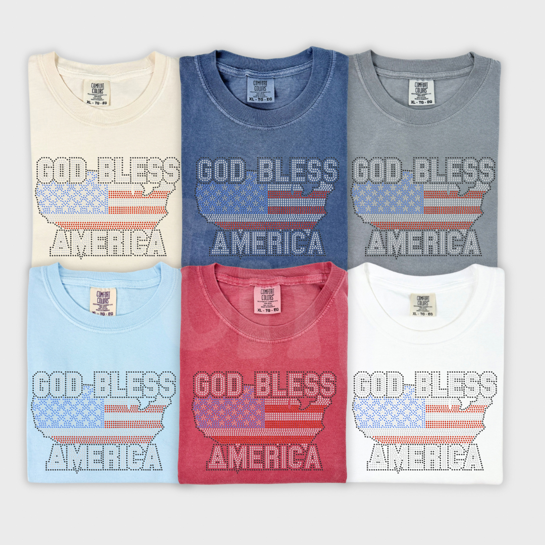 God Bless America USA RHINESTONE TRANSFER