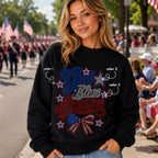 God Bless America Bow and Stars SPANGLE TRANSFER