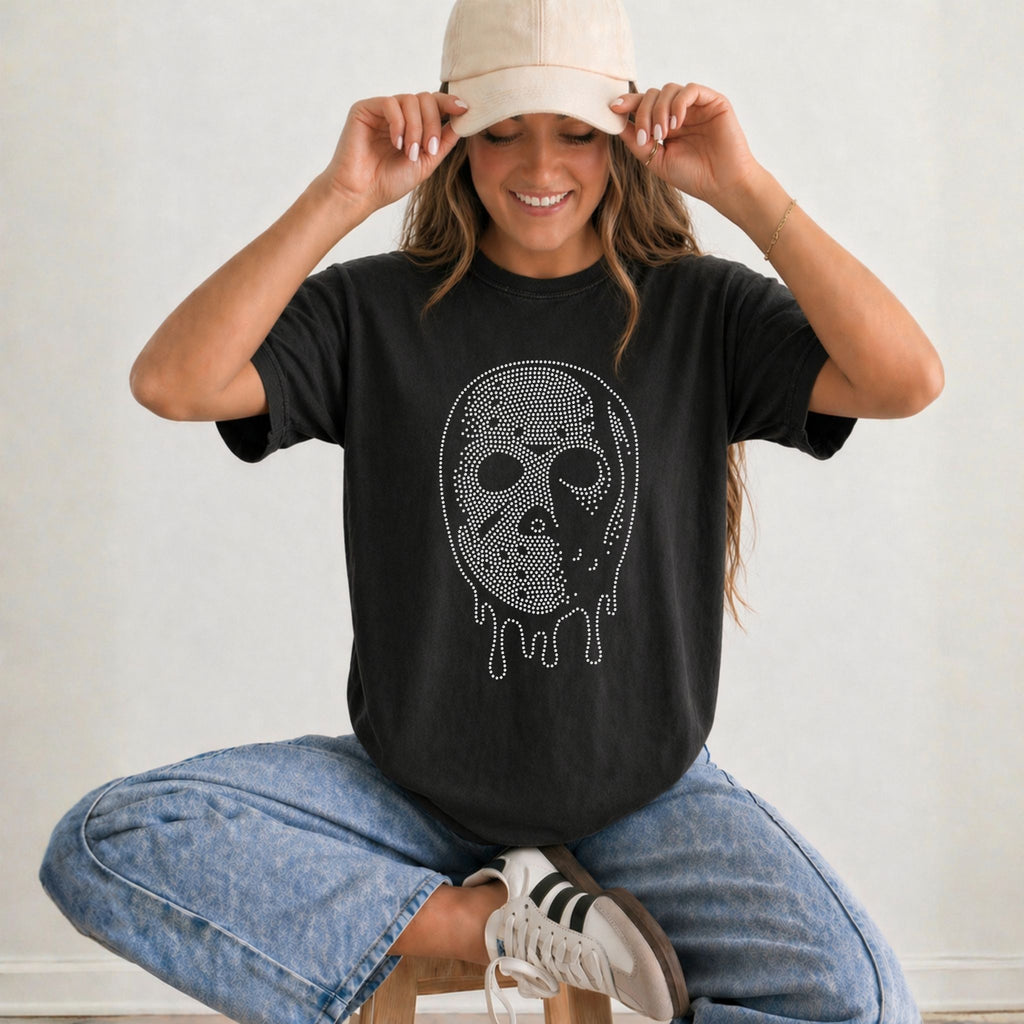 READY TO SHIP // Halloween Horror Mask RHINESTONE TRANSFER c. crystal ab