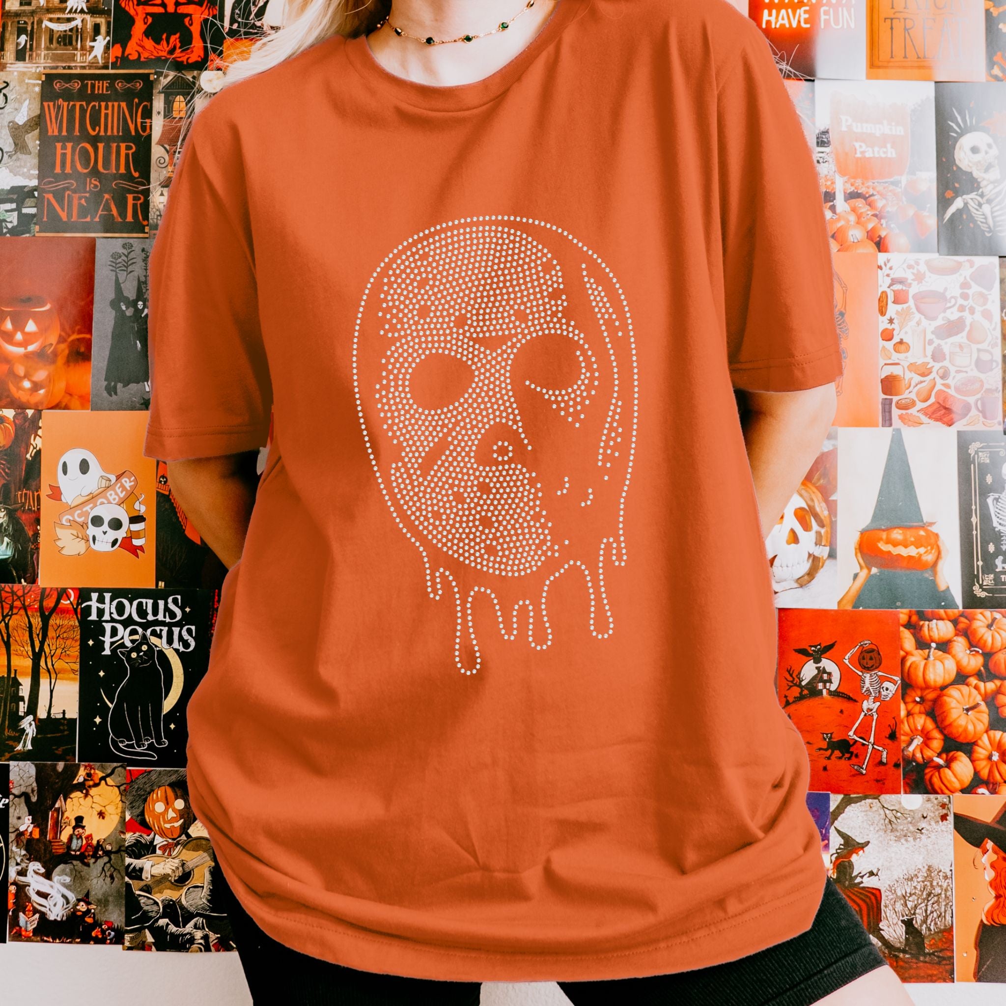 READY TO SHIP // Halloween Horror Mask RHINESTONE TRANSFER c. crystal ab