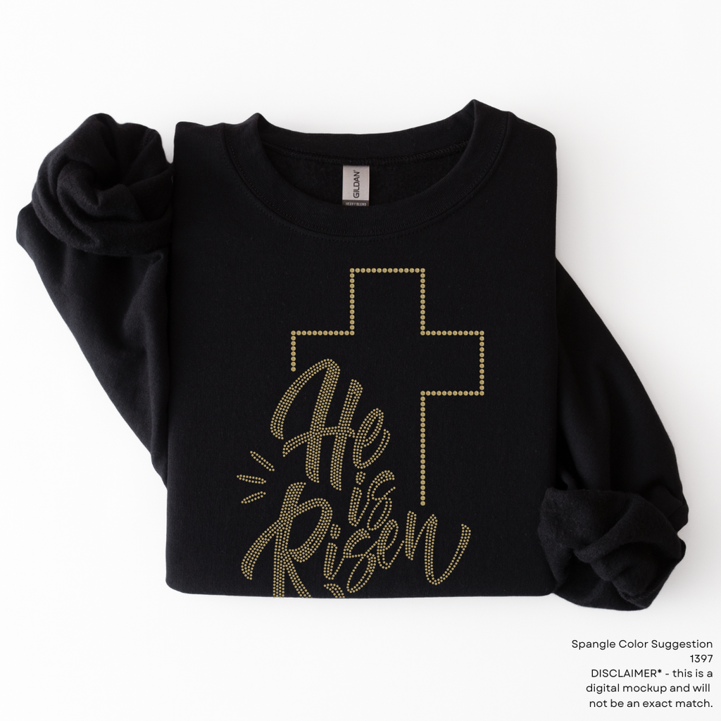 He Is Risen Cross SPANGLES TRANSFER