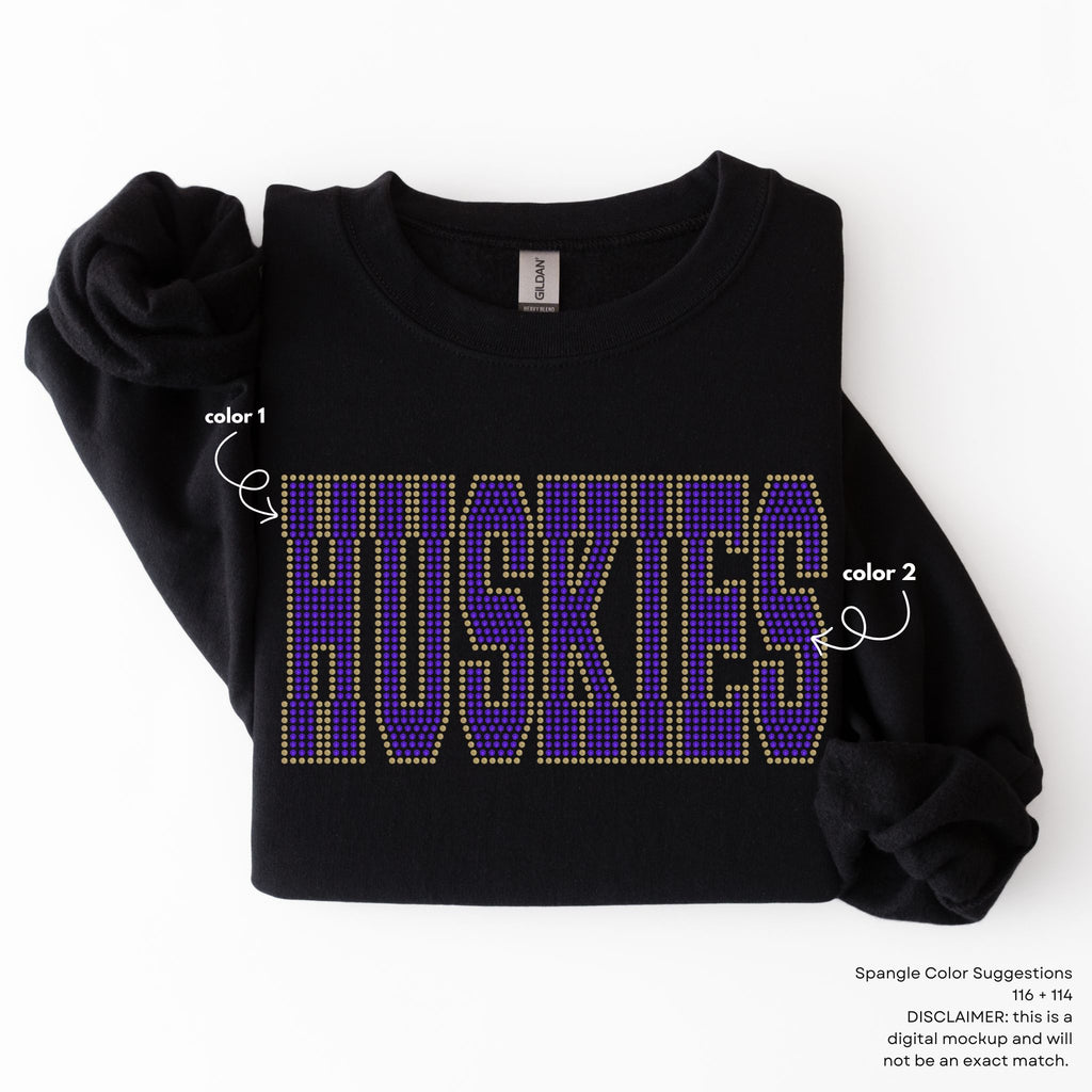 Huskies Block Lettering SPANGLE TRANSFER
