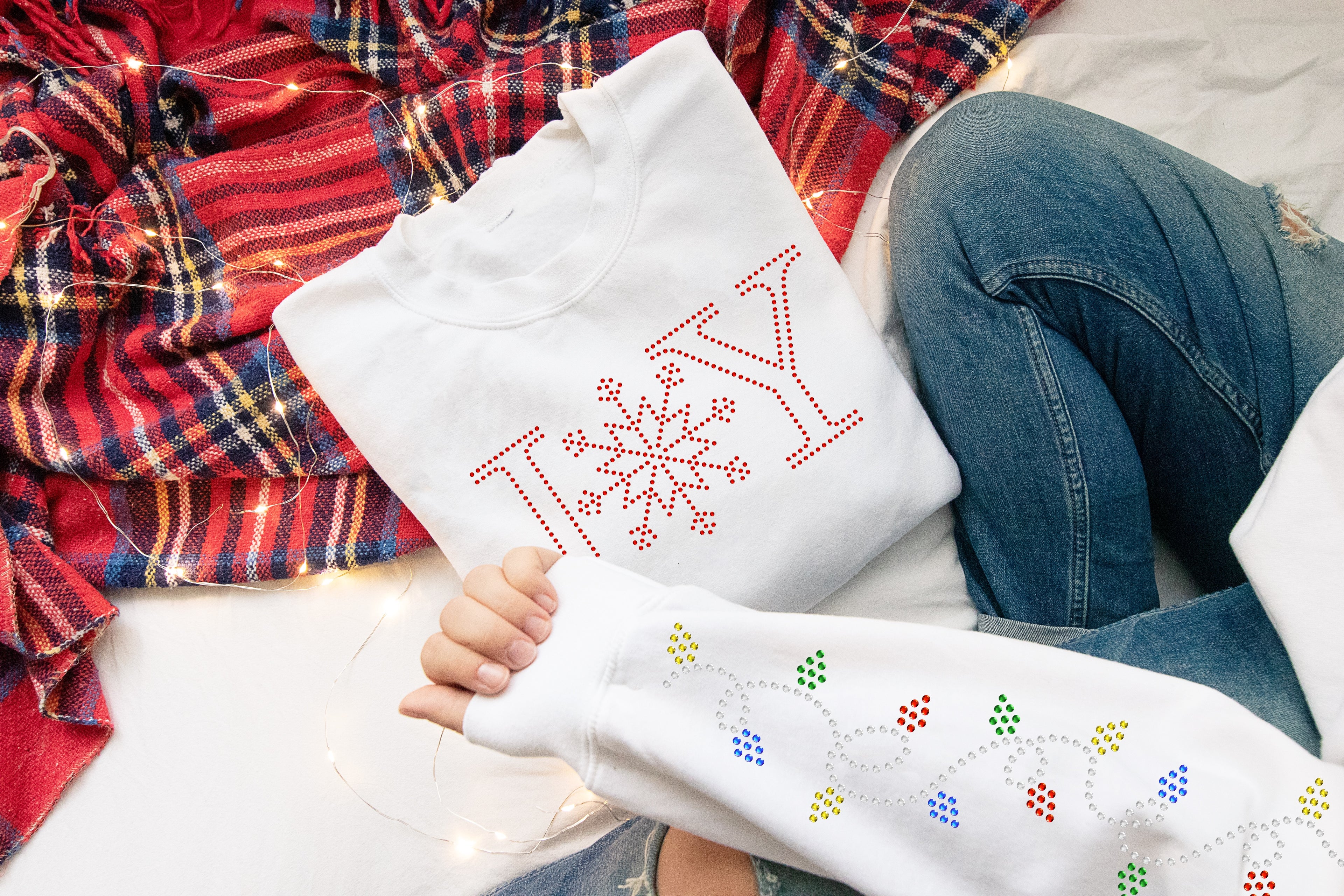 String of Christmas Lights (sleeve detail) SHEET OF FOUR RHINESTONE TRANSFER