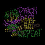 Crawfish Pinch Peel Eat Repeat RHINESTONE TRANSFER