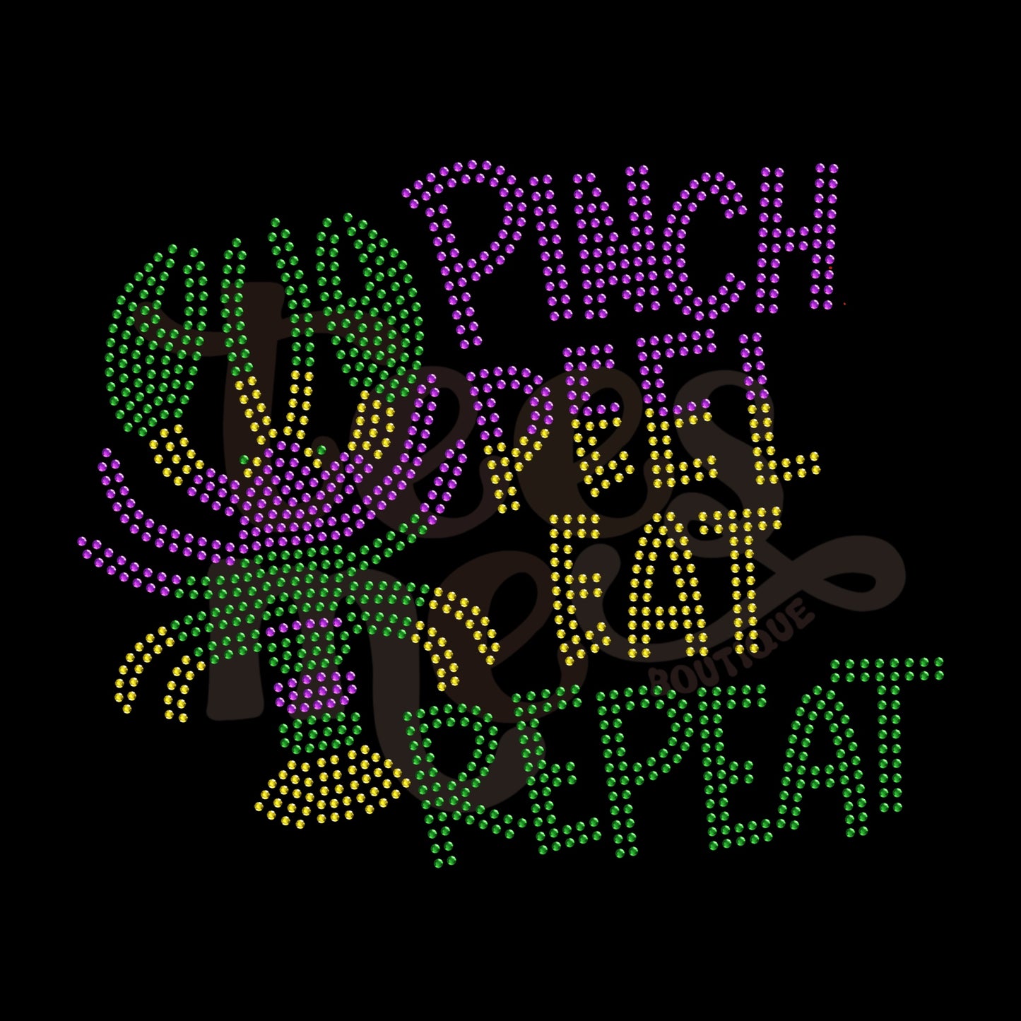 Crawfish Pinch Peel Eat Repeat RHINESTONE TRANSFER