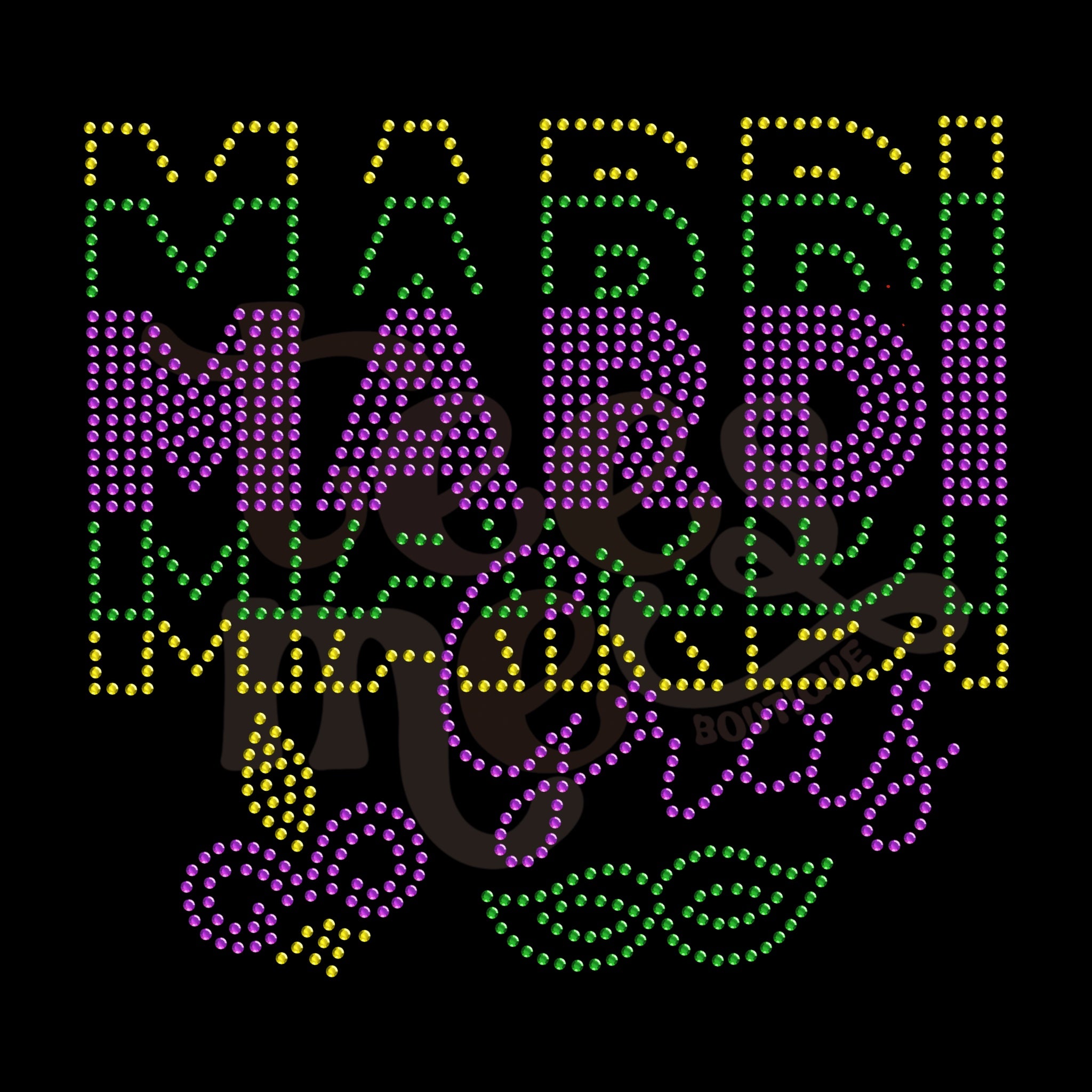 Mardi Gras Tilled ss16 RHINESTONE TRANSFER
