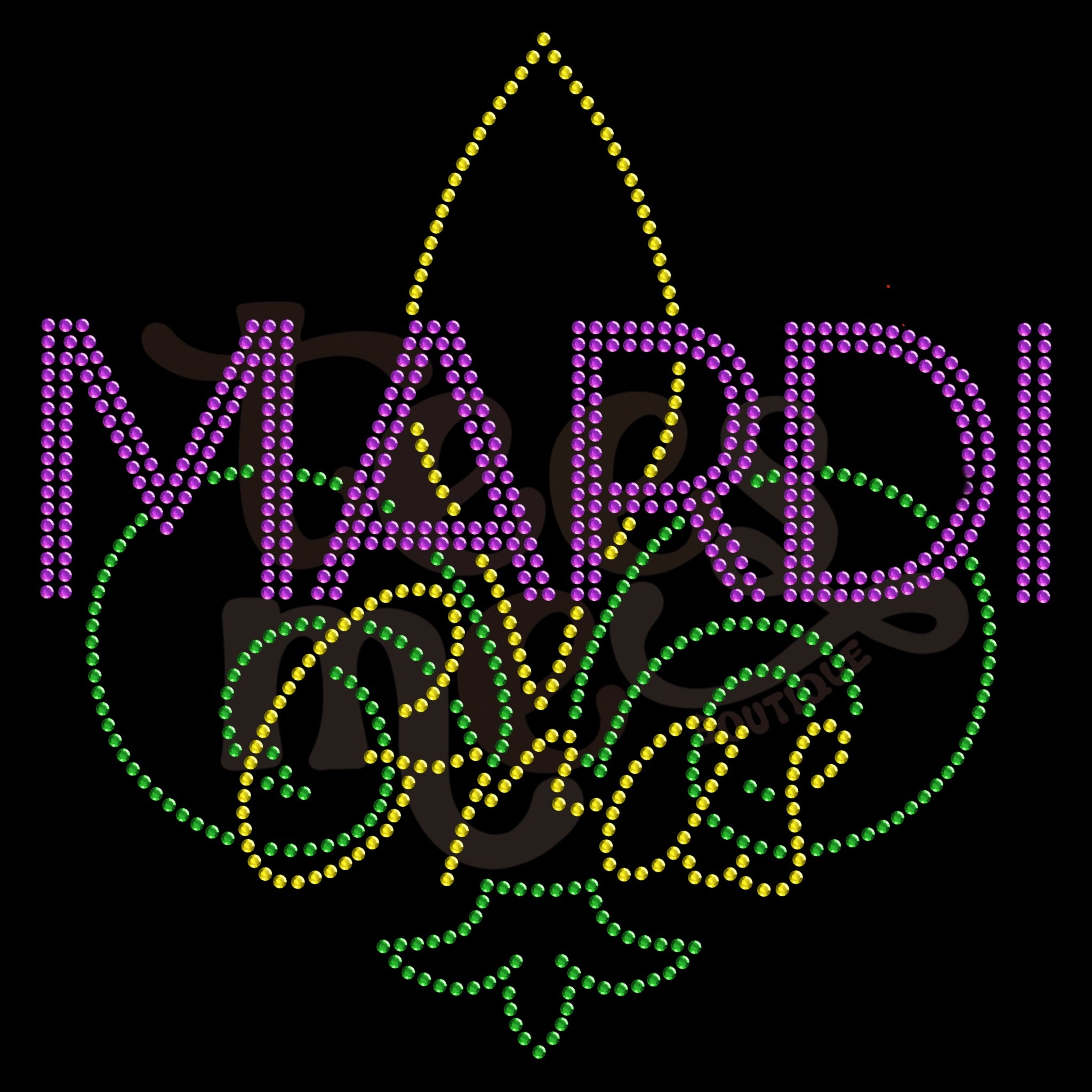 Mardi Gras Fleur De Lis ss16 RHINESTONE TRANSFER