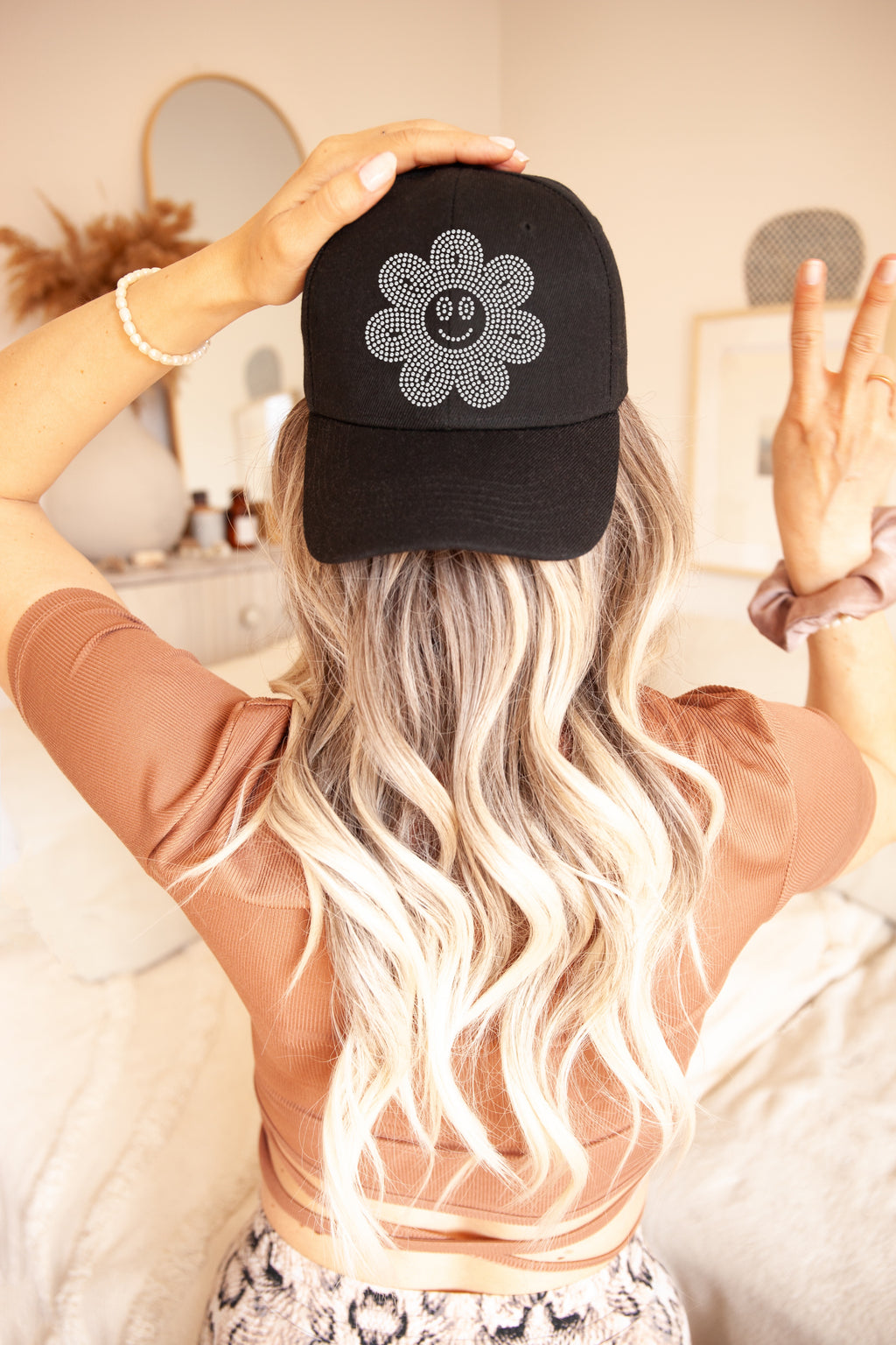 Happy Flower SHEET OF FOUR RHINESTONE TRANSFERS