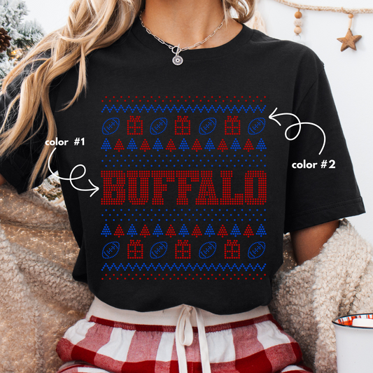 Buffalo Christmas Sweater SPANGLES TRANSFER