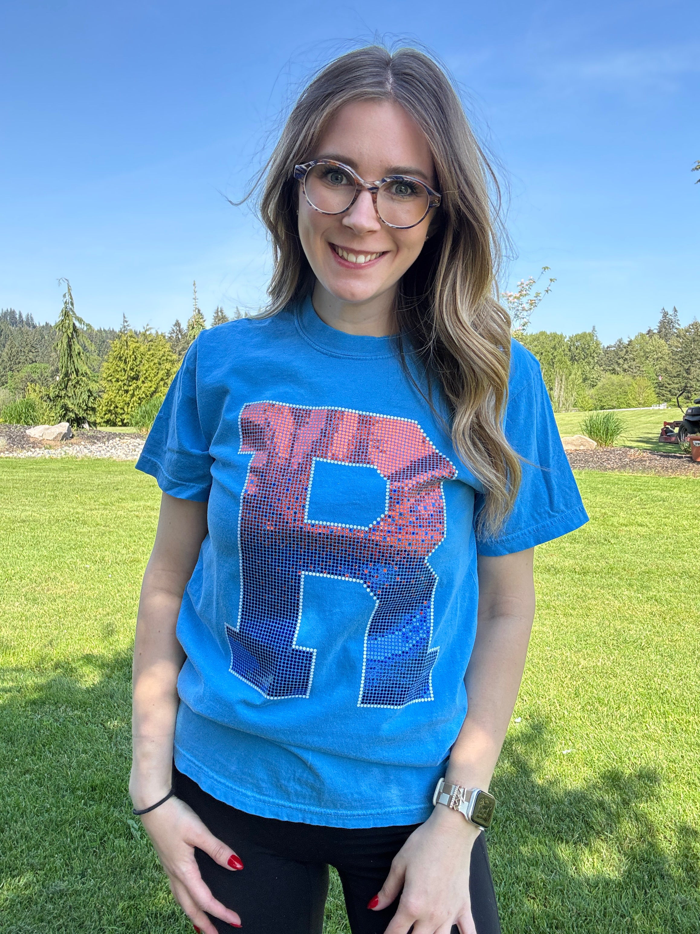 Varsity R Ombre Spangle Tee