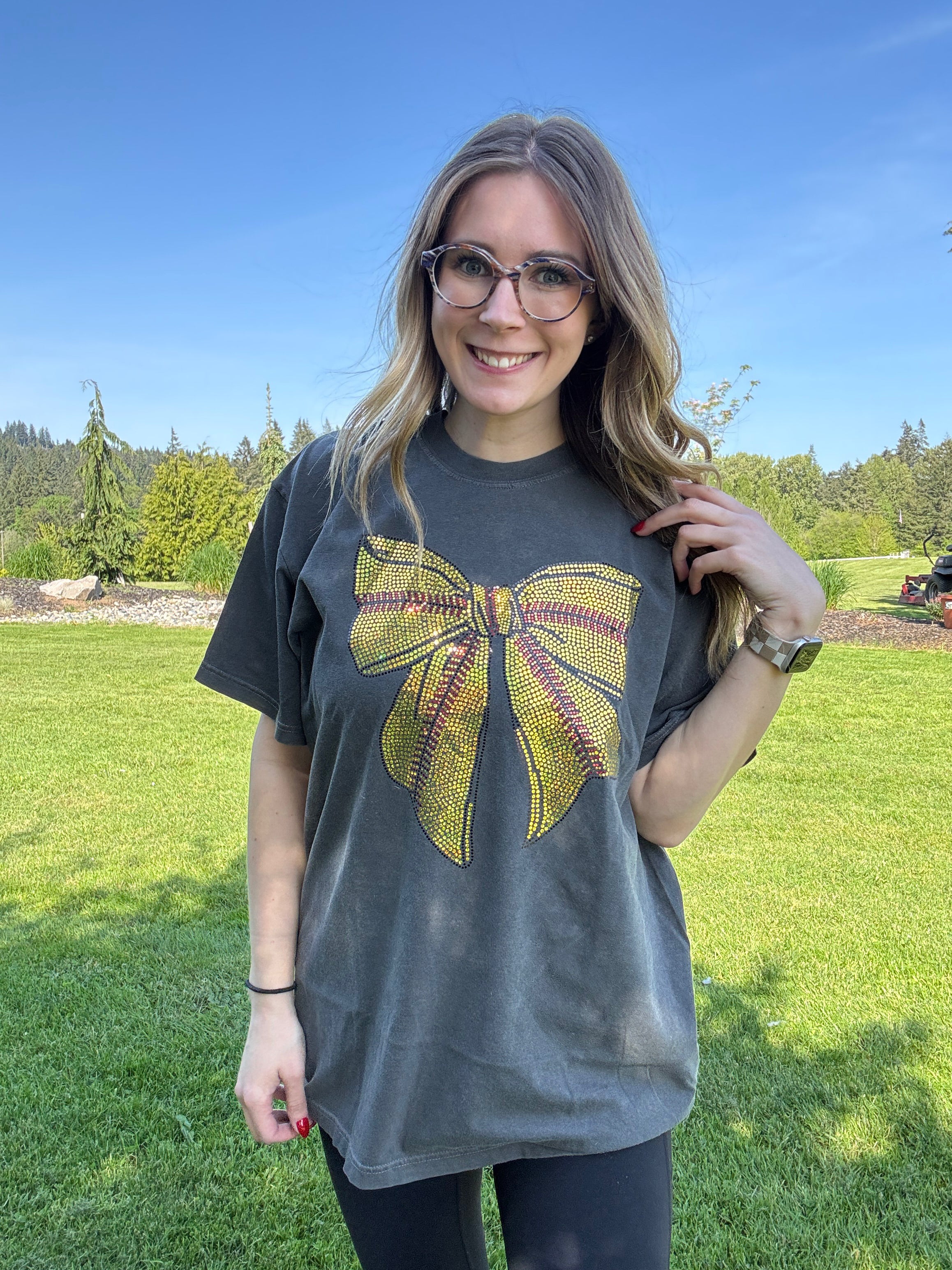Softball Bow Spangle Tee