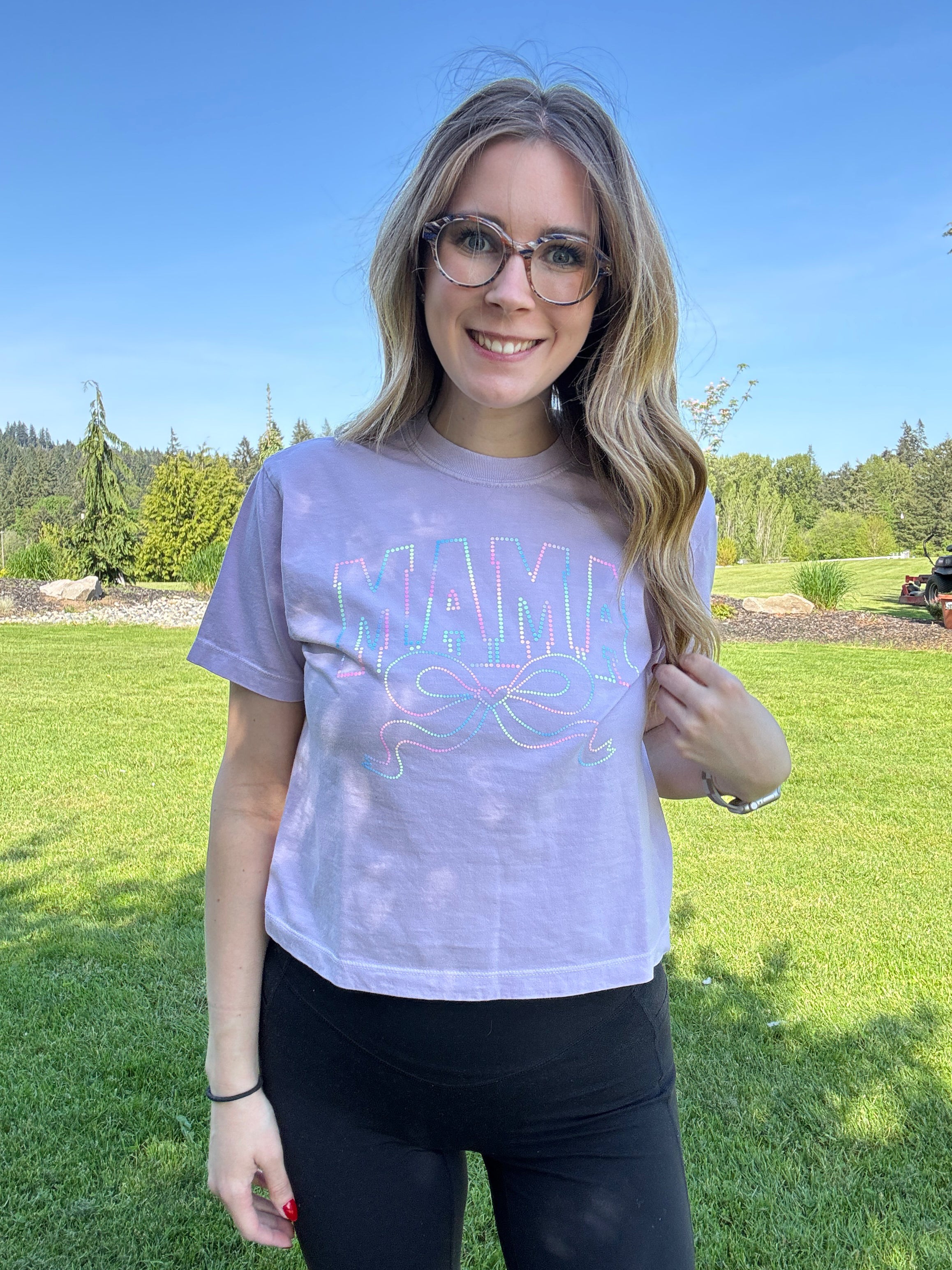 Mama Bow Spangle Crop Tee