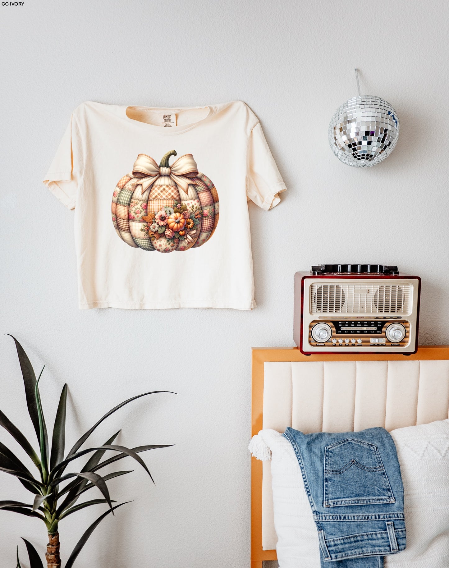 Embroidery Patchwork Pumpkin Bow MATTE CLEAR FILM