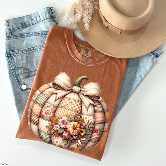 Embroidery Patchwork Pumpkin Bow MATTE CLEAR FILM