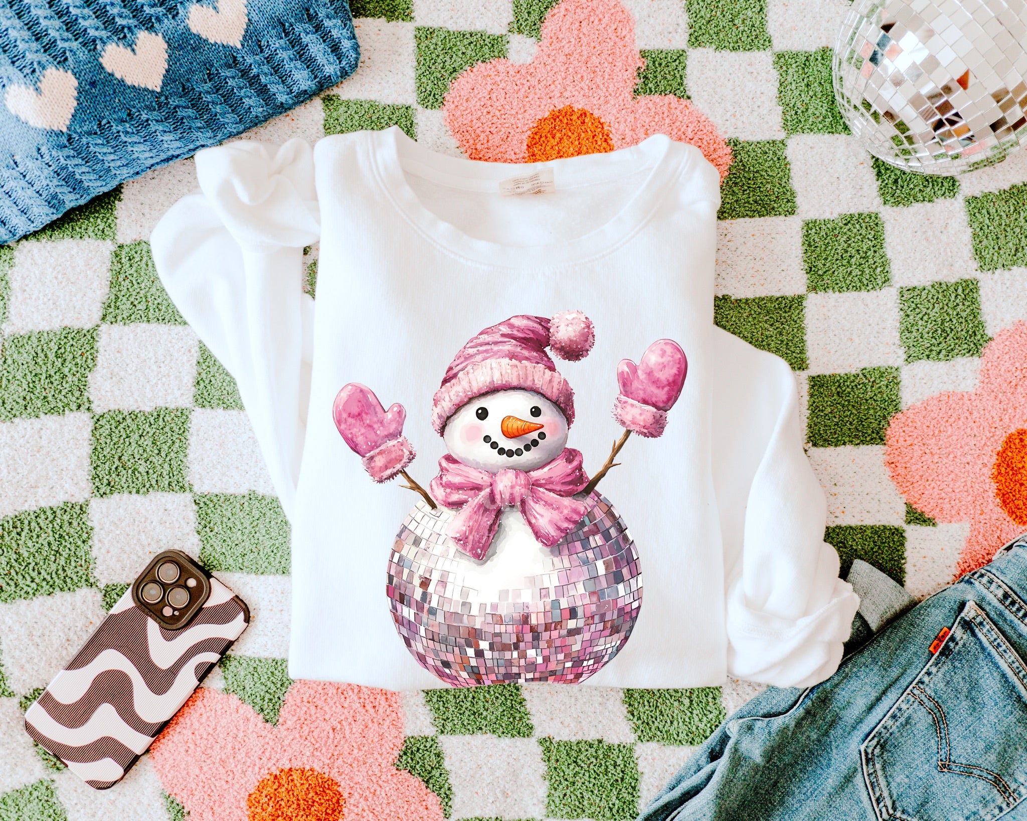 GLITTER Discoball Snowman MATTE CLEAR FILM