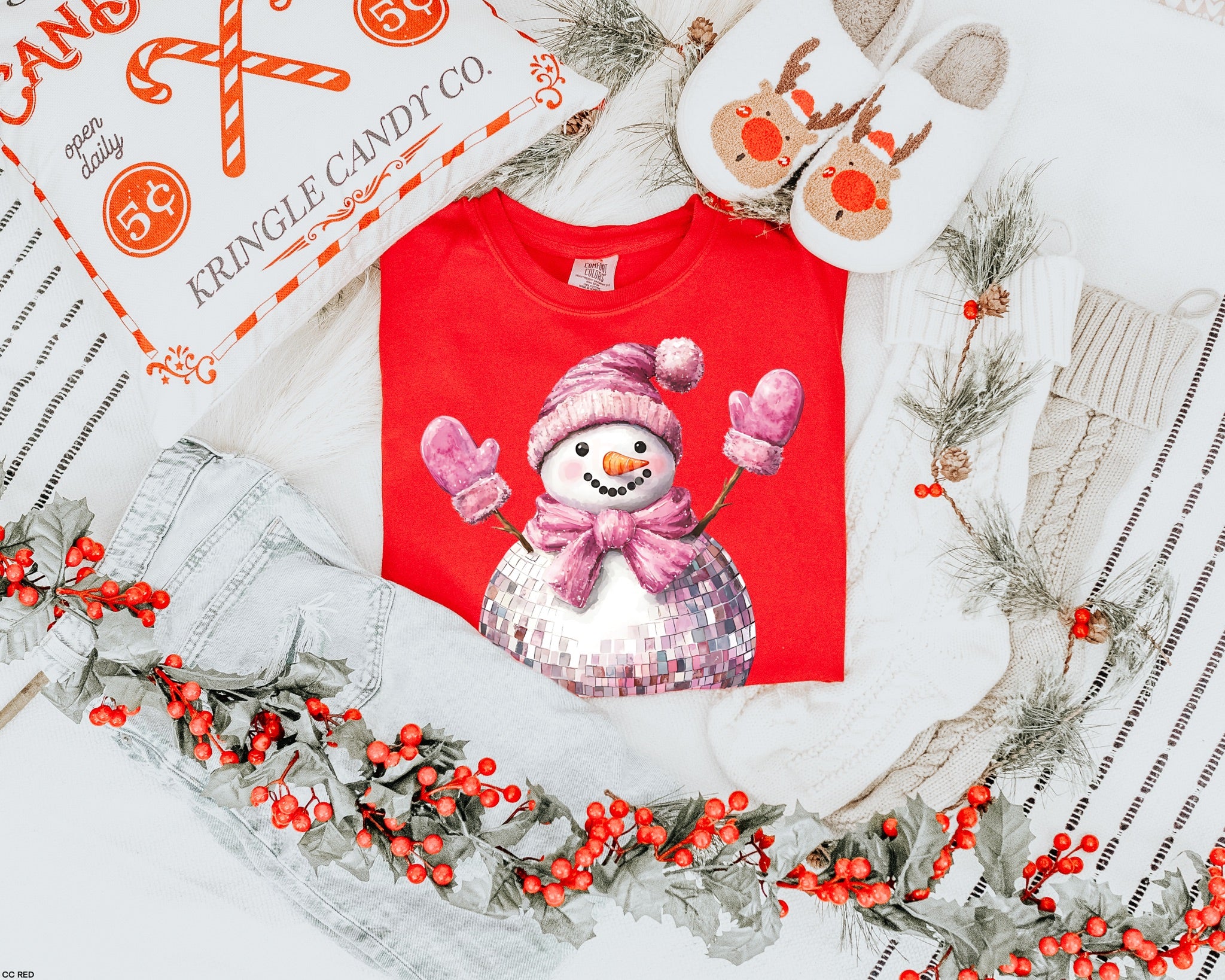 GLITTER Discoball Snowman MATTE CLEAR FILM