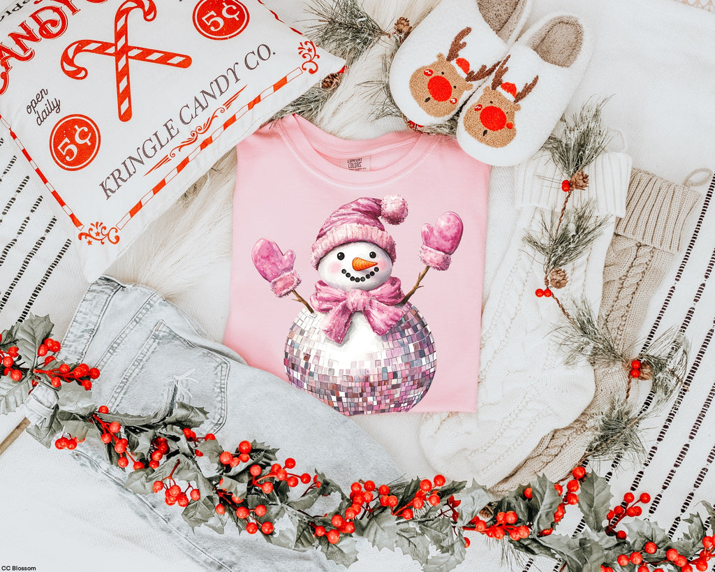 GLITTER Discoball Snowman MATTE CLEAR FILM