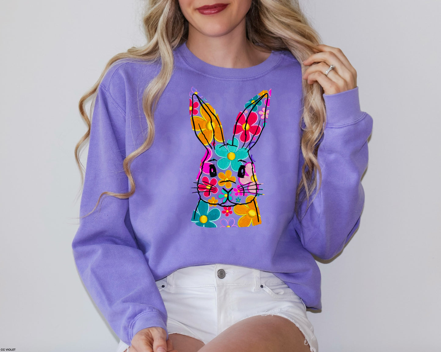 Faux Embroidery Flower Bunny MATTE CLEAR FILM