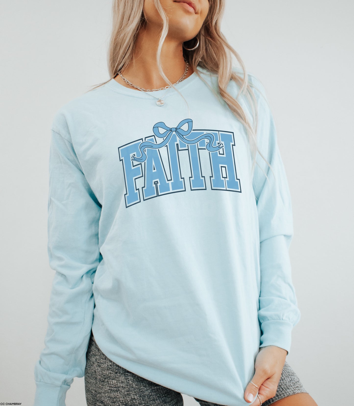 Varsity Faith Coquette Blue With Optional Pocket MATTE CLEAR FILM