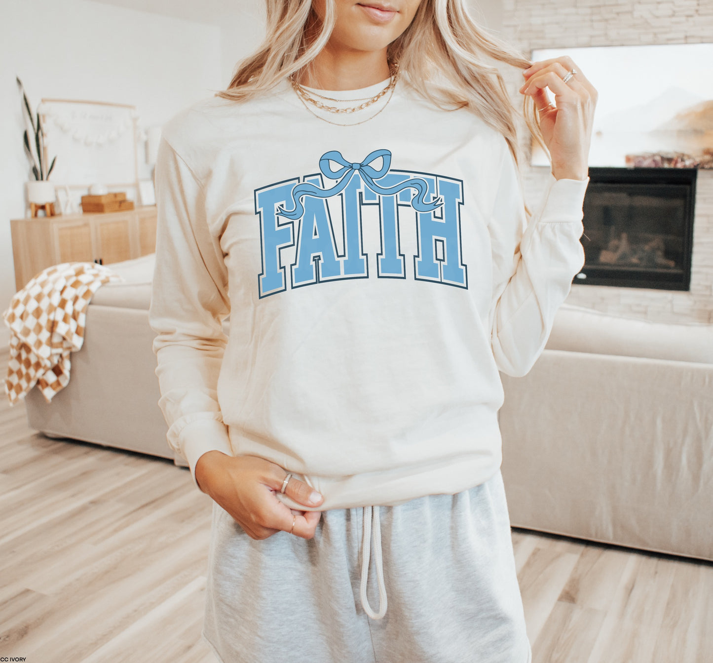 Varsity Faith Coquette Blue With Optional Pocket MATTE CLEAR FILM