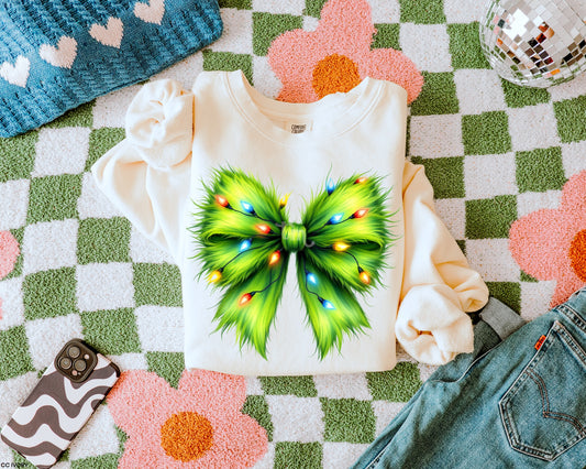 TMT // Furry Green Christmas Bow FULL SIZE + POCKET