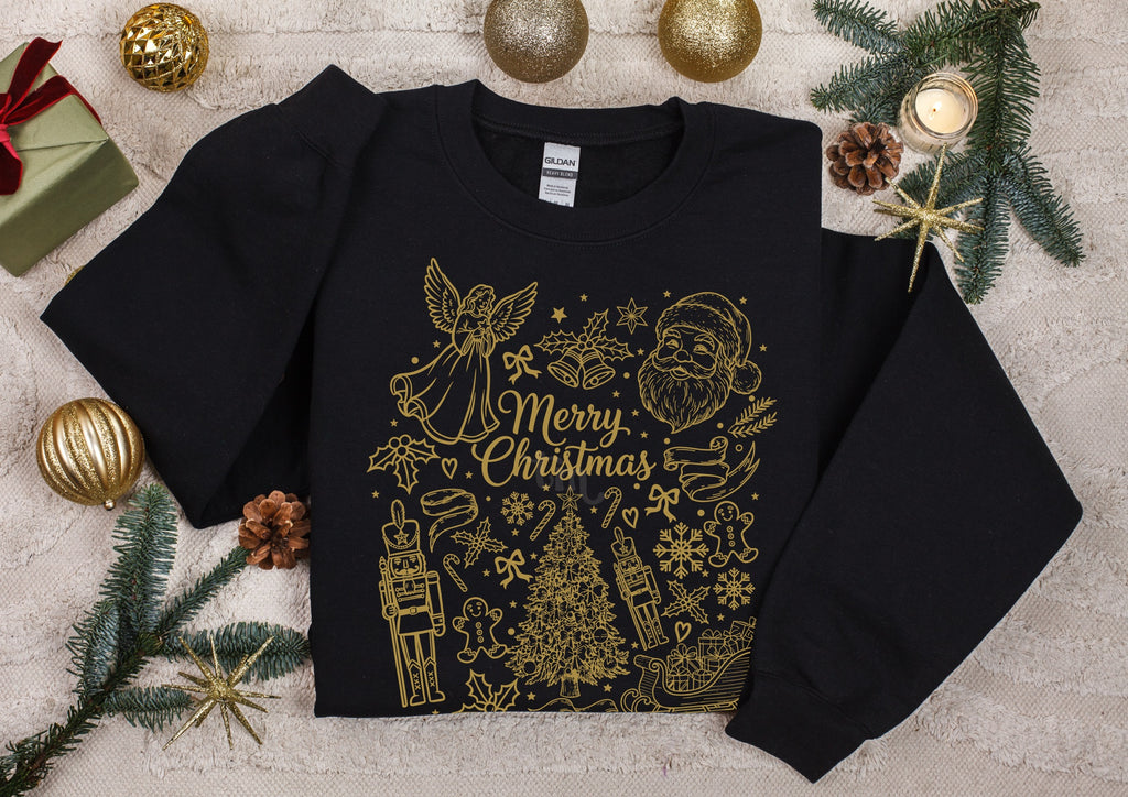Merry Christmas Doodles METALLIC GOLD INK