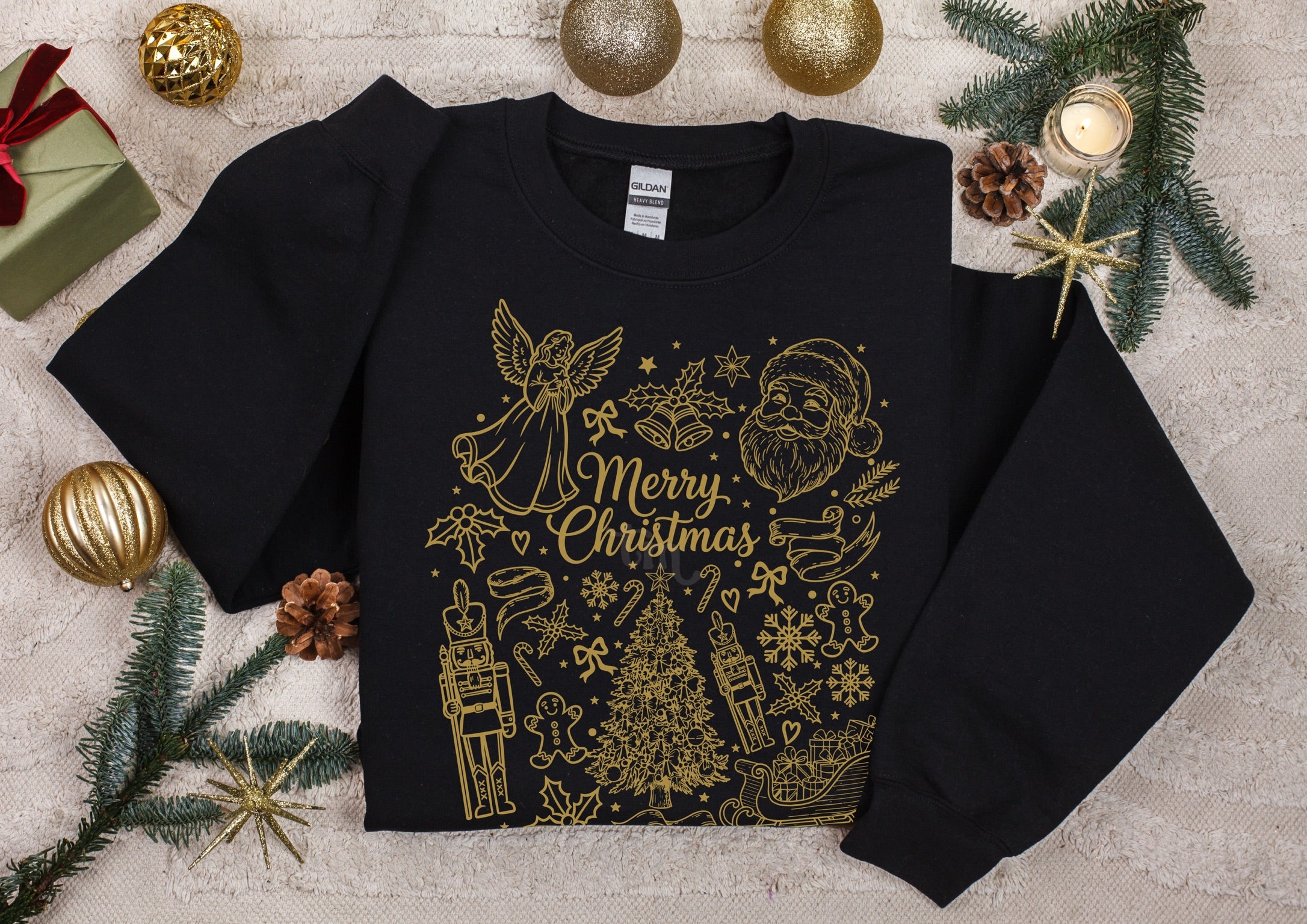Merry Christmas Doodles METALLIC GOLD INK