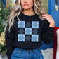 Retro Checker Snowflakes LIGHT BLUE INK