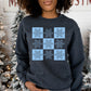 Retro Checker Snowflakes LIGHT BLUE INK