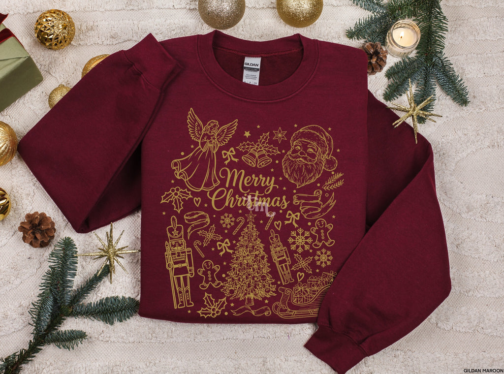 Merry Christmas Doodles METALLIC GOLD INK