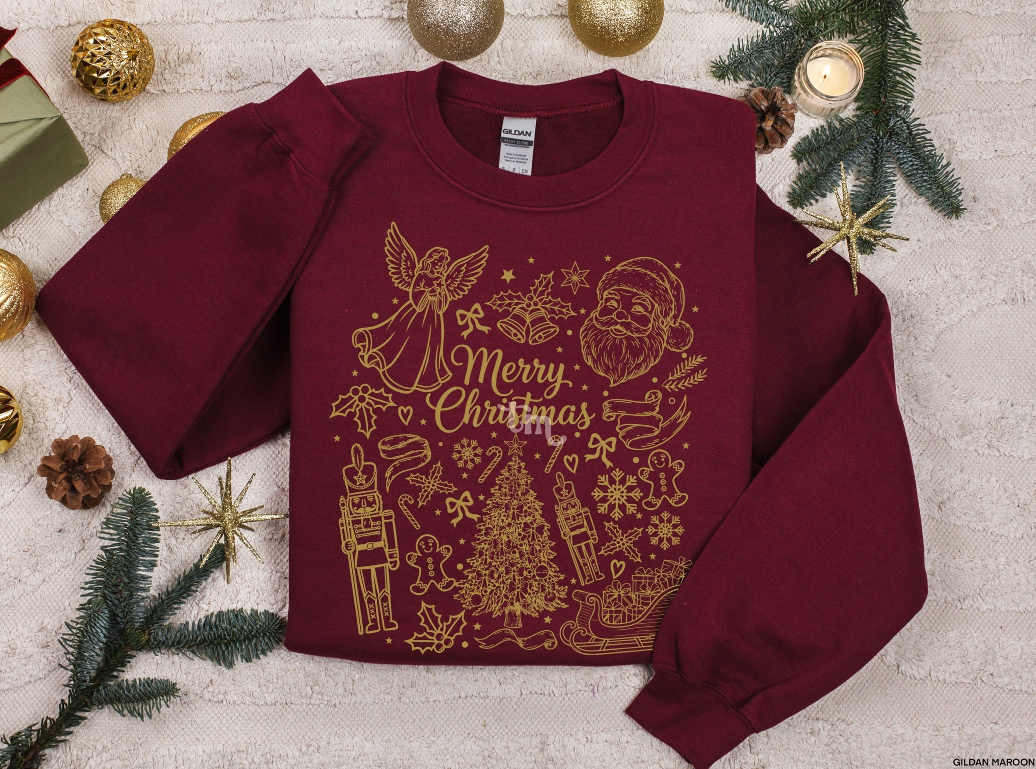 Merry Christmas Doodles METALLIC GOLD INK