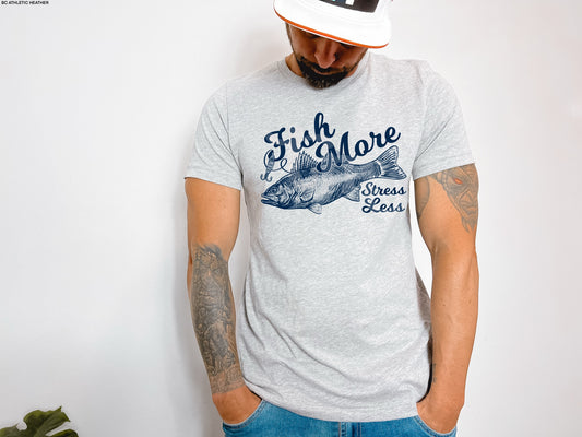 Fish More Stress Less NAVY INK